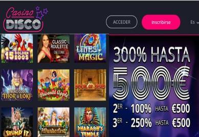 Recibe hasta 500 euros por los primeros tres ingresos en Casino Disco