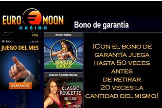 Bono de garantía Casino Euromoon 20 veces el valor del bono